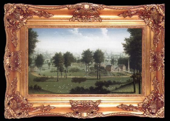 framed  unknow artist View of the Stables and entrance lodge, Ta009